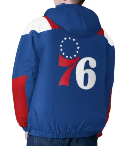 RoyalRed Philadelphia 76ers Charger Half-Zip Pullover Jacket