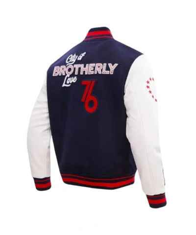 Philadelphia 76ers City Edition Varsity WoolLeather Navy Jacket