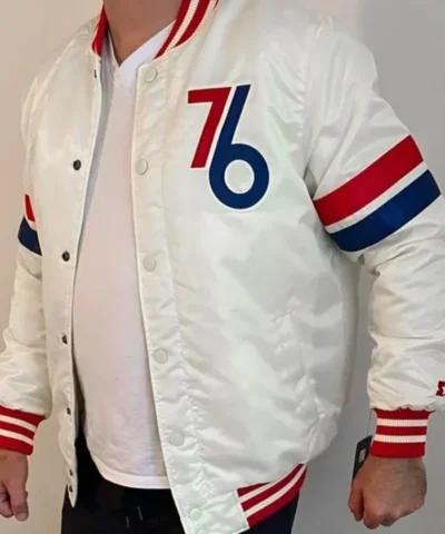 Philadelphia 76ers Originals Satin White Jacket