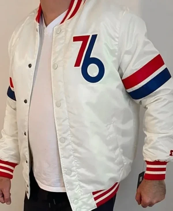 Philadelphia 76ers Originals Satin White Jacket