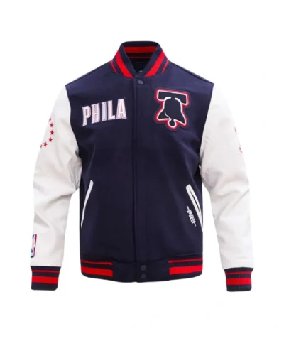 Philadelphia 76ers City Edition WoolLeather Navy Jacket