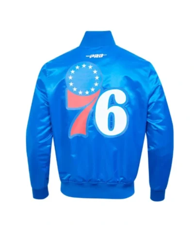 Philadelphia 76ers Classic Big Logo blue Satin Jacket