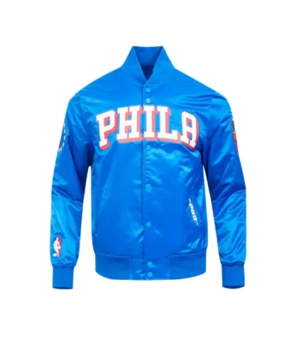 Philadelphia 76ers Classic Big Logo Full-Snap Satin Jacket