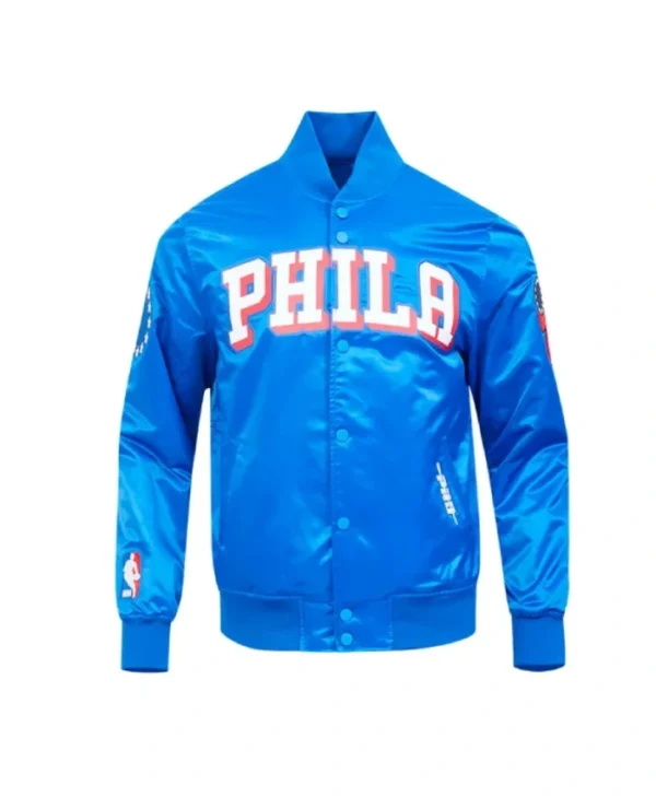 Philadelphia 76ers Classic Big Logo Full-Snap Satin Jacket