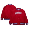 Philadelphia 76ers Hardwood Classics Full-Snap Satin Raglan Red Jacket