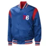 Starter Philadelphia 76ers Force Play Varsity Full-Snap Satin Jacket