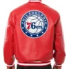 Philadelphia 76ers Red Varsity Leather Jacket