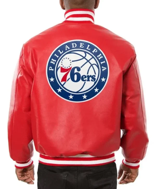Philadelphia 76ers Red Varsity Leather Jacket