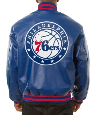 Philadelphia 76ers Royal Varsity Leather Jacket
