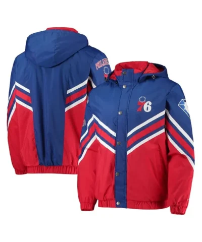Philadelphia 76ers Full-Zip Hoodie Royal and Red Jacket