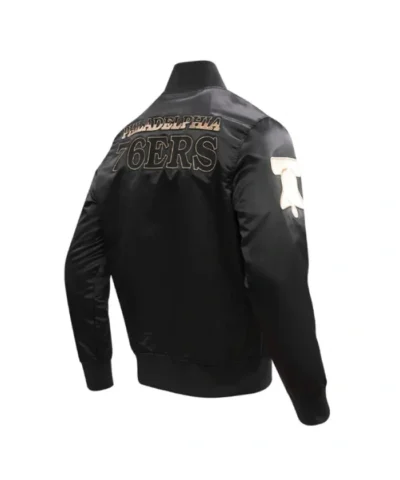 Shop Philadelphia 76ers Gold Logo Satin Jacket