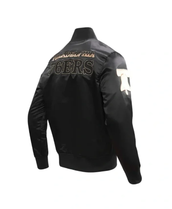 Shop Philadelphia 76ers Gold Logo Satin Jacket