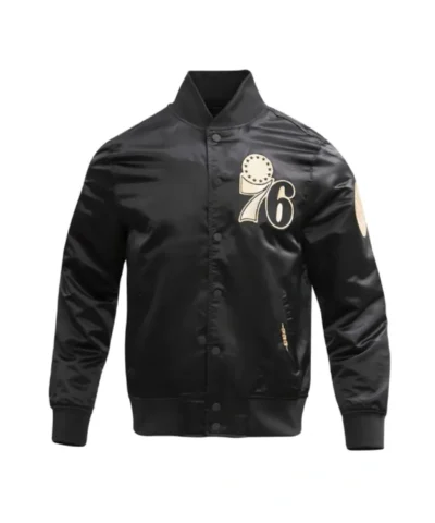 Philadelphia 76ers Gold Logo Full-Snap Black Jacket