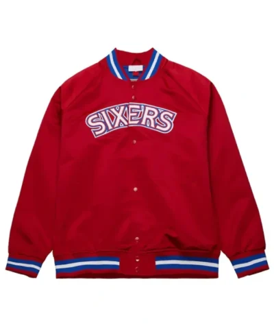 Philadelphia 76ers Classics Full-Snap Satin Raglan Red Jacket