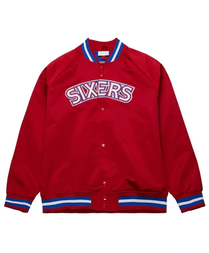 Philadelphia 76ers Classics Full-Snap Satin Raglan Red Jacket