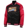 Hardwood Classics 76ers Black and Red Varsity Satin Jacket