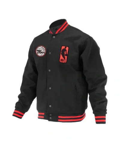 Philadelphia 76ers Logoman Shadow Full-Snap Varsity Wool Jacket