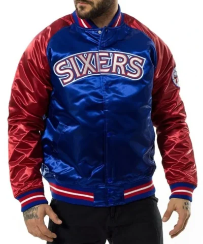 Tough Season Philadelphia 76ers Sixers Satin Red and Blue Jacket