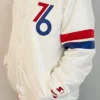 Philadelphia 76ers Originals Full-Snap Satin White Jacket