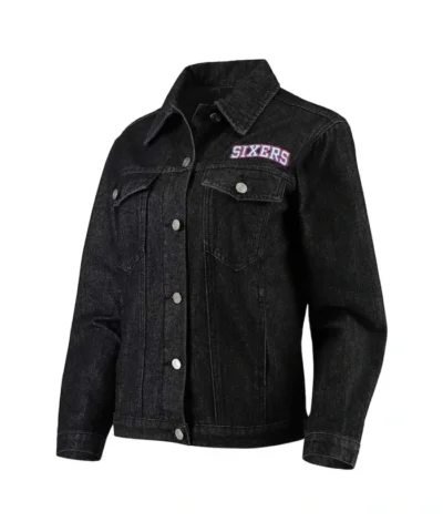 Philadelphia 76ers Button-Up Patch Denim Jacket