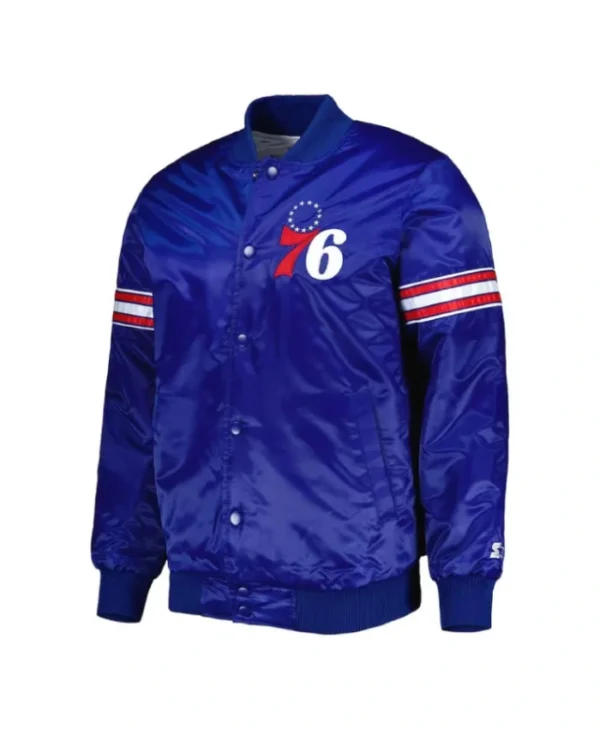 Philadelphia 76ers Pick & Roll Full-Snap Satin Royal Jacket