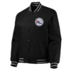 Shop Philadelphia 76ers Full-Snap Poly Twill Black Jacket