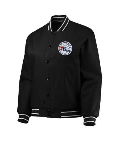 Shop Philadelphia 76ers Full-Snap Poly Twill Black Jacket
