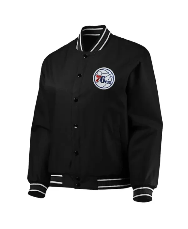 Shop Philadelphia 76ers Full-Snap Poly Twill Black Jacket