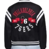 Philadelphia 76ers Printed Logo Varsity Satin Jacket
