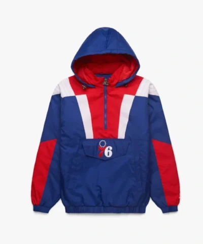 Philadelphia 76ers Half-Zip Pullover Hooded Royal Jacket