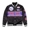 Philadelphia 76ers 2024 Rally Drive Full-Snap Satin Black Jacket