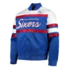 Shop Philadelphia 76ers Special Script Full-Snap Satin Royal Jacket