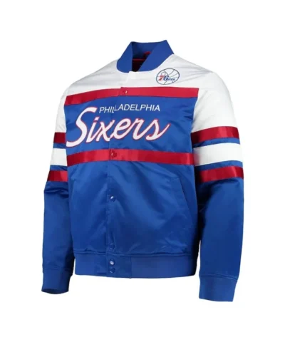 Shop Philadelphia 76ers Special Script Full-Snap Satin Royal Jacket