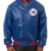 Philadelphia 76ers Full-Snap Leather Varsity Royal Jacket