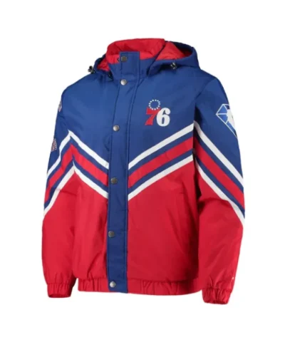 Philadelphia 76ers Full-Zip Royal and Red Hoodie Jacket