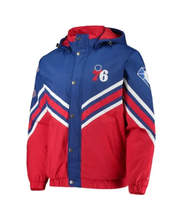 Philadelphia 76ers Full-Zip Royal and Red Hoodie Jacket