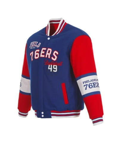 Philadelphia 76ers Varsity Full-Zip Wool Royal and Red Jacket