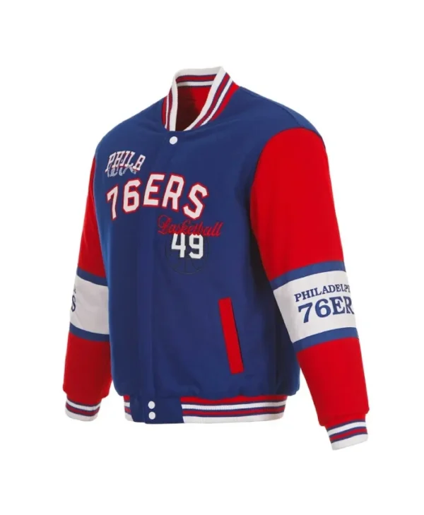 Philadelphia 76ers Varsity Full-Zip Wool Royal and Red Jacket