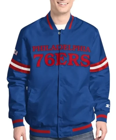 Scout Philadelphia 76ers Varsity Full-Snap Satin Jacket