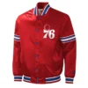 Starter Slider Philadelphia 76ers Full-Snap Red Satin Jacket