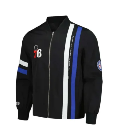Shop Philadelphia 76ers Stitch Applique Full-Zip Black Jacket