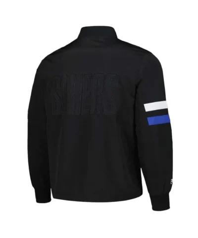 Philadelphia 76ers Stitch Applique Black Bomber Jacket