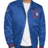 Philadelphia 76ers Stitch Applique Full-Snap Royal Varsity Satin Jacket