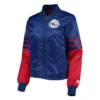 Philadelphia 76ers Tie Breaker Full-Zip Satin Blue and Red Jacket