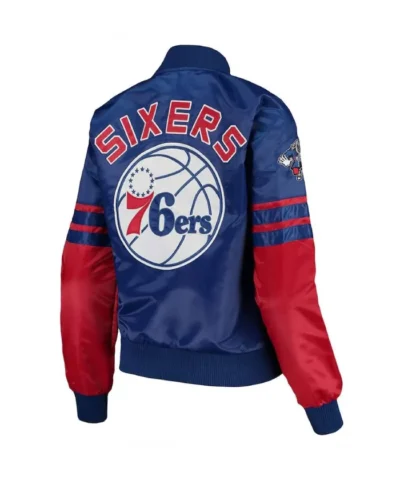 Philadelphia 76ers Tie Breaker Blue and Red Satin Jacket