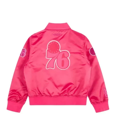 Philadelphia 76ers Triple Pink Satin Jacket