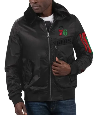 Philadelphia 76ers Ty Black History Month Full-Zip Satin Jacket