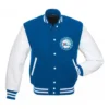 Philadelphia 76ers Blue and White Full-Snap Varsity WoolLeather Jacket