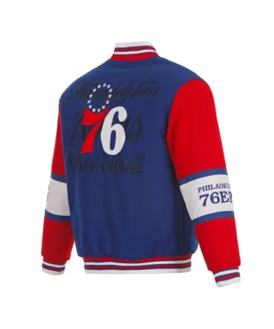 Philadelphia 76ers Royal and Red Varsity Wool Jacket