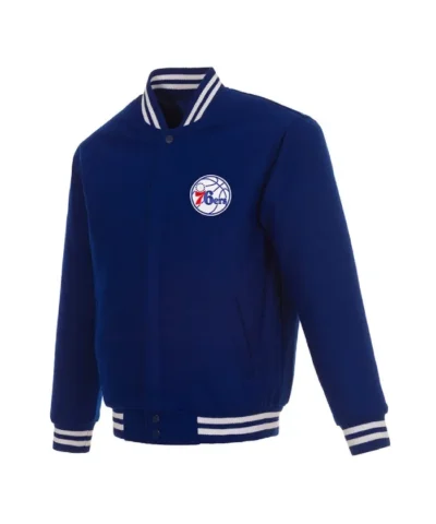 Philadelphia 76ers Varsity Bomber Wool Royal Jacket